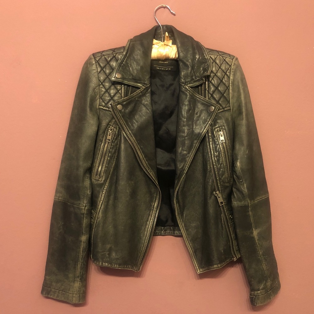 ALL SAINTS leather biker jacket SIZE 2